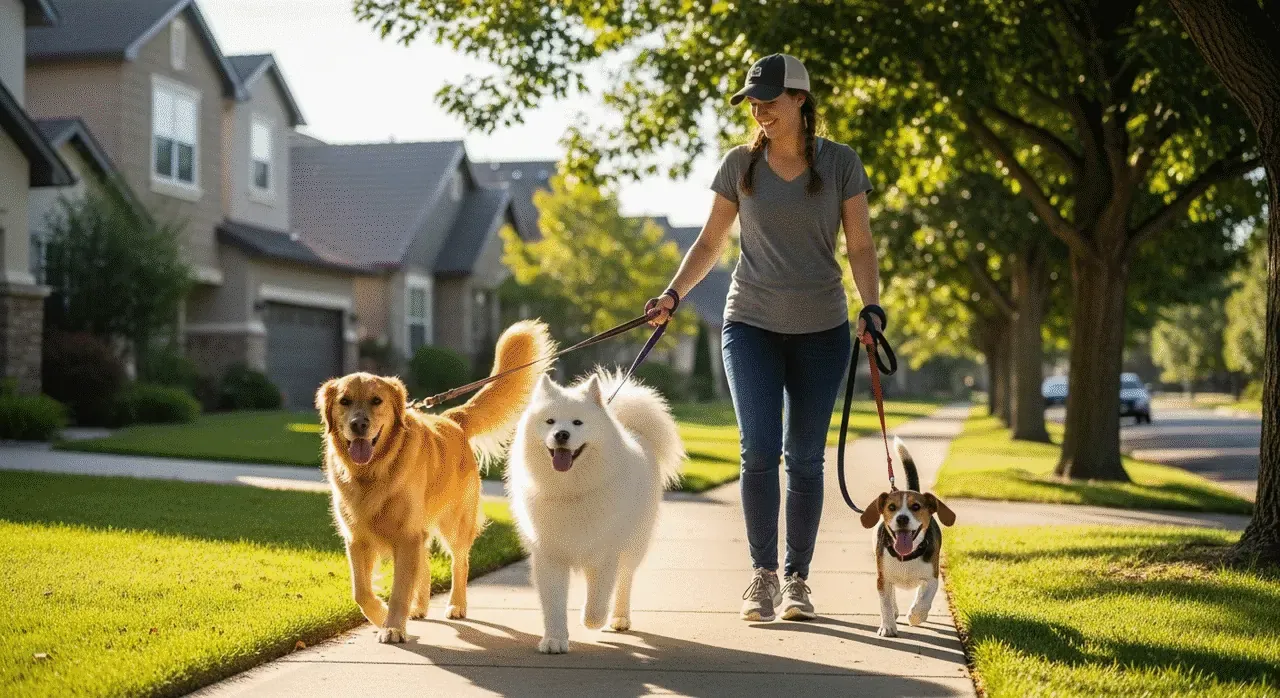 Pup parents and dogs enjoying time together